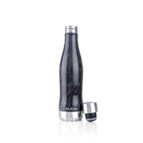 Water Bottle Glacial 400ml - Black Marble