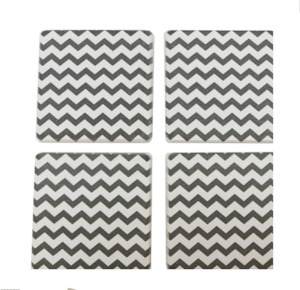 Cheron Coaster - Charcoal & Ivory (set Of 4)