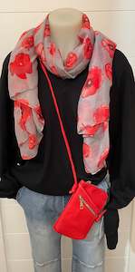 Poppy Scarf - Grey And Red