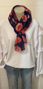 POPPY SCARF - NAVY AND RED