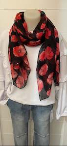 Fashion: POPPY SCARF - BLACK & RED