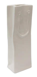 Ceramic Paper Bag Vase Tall - White