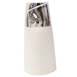 Vase: CERAMIC DIPPED SILVER VASE