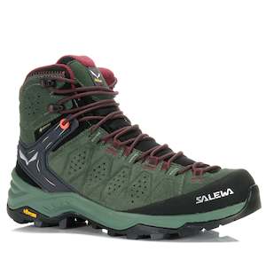 Footwear: Salewa Alp Trainer 2 Mid GTX Womens Duck Green/Rhododendron