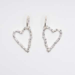 Heart earrings by Bebe Mae made in Dunedin, Aotearoa