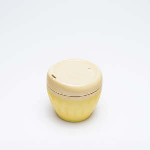 Yellow Deksel reusable coffee cup in two sizes, made in Lyttelton, New Zealand