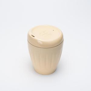 Eco: Cream Deksel reusable coffee cup in two sizes made in Lyttelton, New Zealand