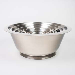 Stainless steel mixing bowls made in Dunedin, New Zealand, eight sizes