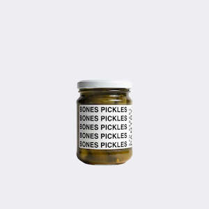 Bones pickles made in Christchurch, New Zealand, two sizes