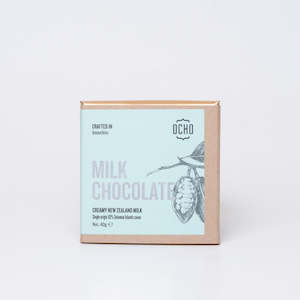 Milk chocolate made by Ocho in Dunedin, New Zealand