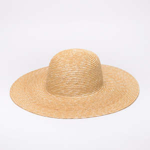 Wide brim straw hat made in Wellington, Aotearoa