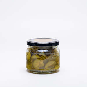 Pickles Preserves: Courgette pickles by Black Estate made in North Canterbury, Aotearoa