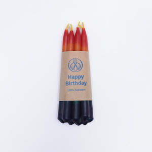 Beeswax happy birthday candles, rainbow or natural, made in Hawkes Bay, New Zealand