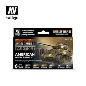 Vallejo Model Colour WWII American Armour & Infantry Acrylic 6 Colour Paint Set