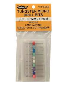 Ickysticky 10 Pce Tungsten Micro Drill Bits 0.3mm - 1.2mm