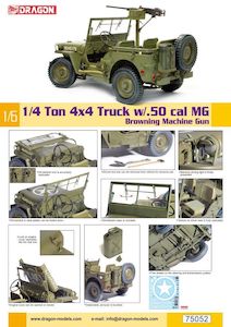 Dragon 1/6 US 1/4-Ton 4X4 Truck w/M2 .50-Cal MG Plastic Model Kit