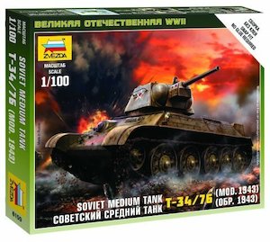 Zvezda 1/100 Soviet Medium Tank T-34-76 mod.1942 Plastic Model Kit