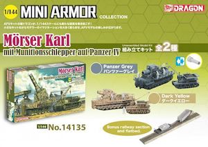 Dragon 1/144 Morser Karl mit Munitionsschlepper auf Panzer IV Plastic Model Kit