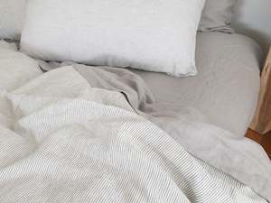 100% French Flax Linen Duvet Set - Pinstripe