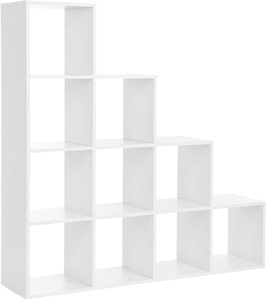 VASAGLE Stair Shaped Cube Bookcase - White