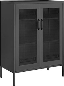 Household appliance: Vasagle SONGMICS Multipurpose Metal Storage Cabinet with Mesh Doors - Black