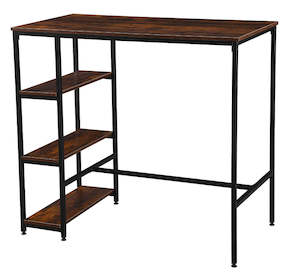 Household appliance: Rectangular Bar Table with Three Shelves - Rustic Brown