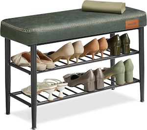 Household appliance: VASAGLE EKHO Shoe Rack Bench with Synthetic Leather - Forest Green