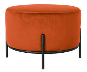 Fraser Country Velvet Round Ottoman - Terracotta