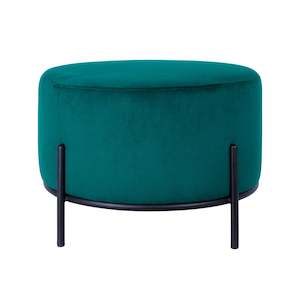 Fraser Country Velvet Round Ottoman - Blue