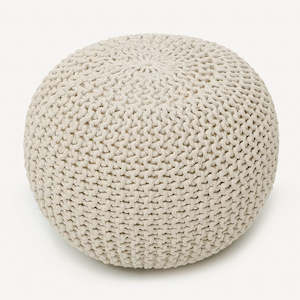 COMFEYA Premium Cotton Round Foot Stool - Beige