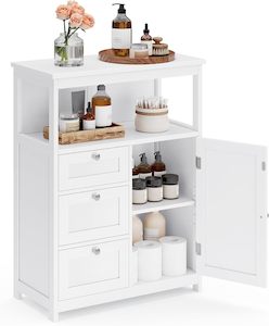 VASAGLE Freestanding Bathroom Floor Storage Cabinet with 3 Drawers