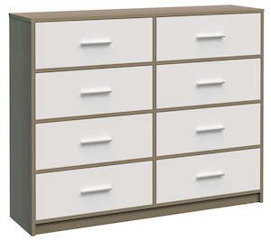 Household appliance: Fraser Country: Lada Home 8 Drawer Storage Dresser - Grey & White With Silver Handle