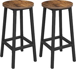 Vasagle Set of 2 Steel Frame Bar Stools - Rustic Brown