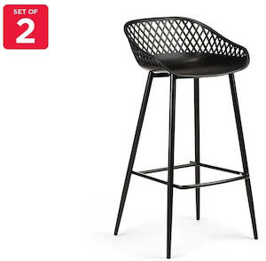 Ovela Set of 2 Leerdam Bar Stools (Black)