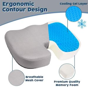 Office Chair Cushion with Memory Foam & Comfort Gel - Grey