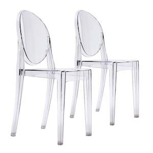 Household appliance: Matt Blatt Set of 2 Philippe Starck Victoria Ghost Chair Replica (Smoke)