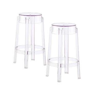 Matt Blatt - Set of 2 Philippe Starck Ghost Barstool Replica (66cm Clear)