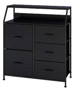 Ovela 5 Large Drawer Storage Chest - Nordic Black