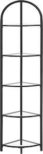 Vasagle Corner 5 Tier Tempered Glass Shelf - Black