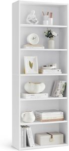 VASAGLE 6-Tier Open Bookcase with Adjustable Storage Shelves - White