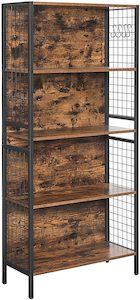 Vasagle : 4 Tiers Metal Frame Bookcase - Rustic Brown