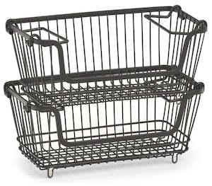 STORFEX Stackable Storage Baskets with Handles 2 Pack