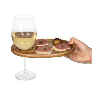 Wine Appetizer Plate Set of 4 - Acacia Wood - Picnic Time