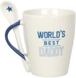 Household appliance: World's Best Daddy Ceramic Mug and Spoon Set (500ml) - Mt Meru