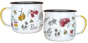 Household appliance: Wolfkamp & Stone: Enamel Mug - Bee Friendly Flowers