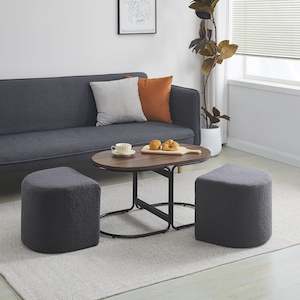 Household appliance: Fraser Country Coffee Table with Boucle Ottoman - Grey