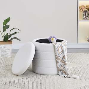 Fraser Country Boucle Ottoman - White