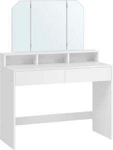 VASAGLE Dressing Table with Tri-Fold Mirror - White