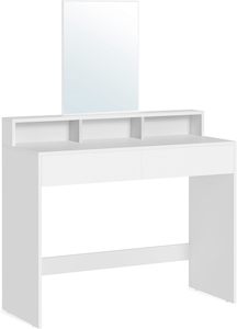 VASAGLE Dressing Table with Large Mirror - White