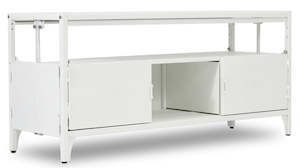 Fraser Country Metal Faster Setup Foldable Double Door TV Cabinet - White